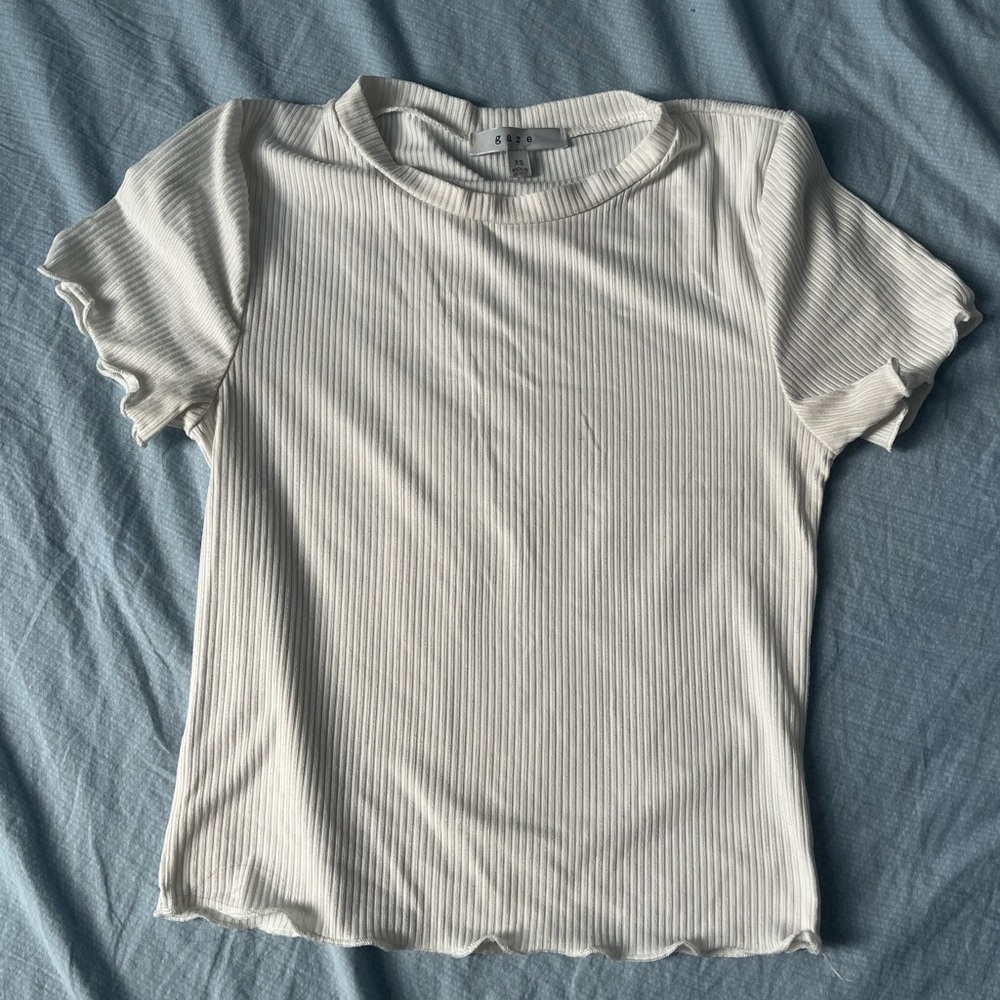 Gaze Cream Short Sleeve Ribbed Tee